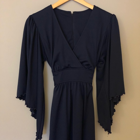 VINTAGE 70’s gorgeous navy blue dress - Picture 9 of 15